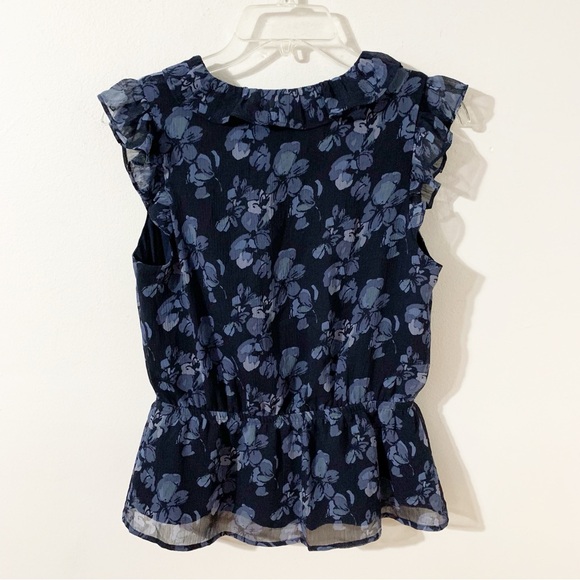 Banana Republic Factory Flutter Sleeve Peplum Blouse Floral Print Ruffled V-neck - Picture 7 of 10